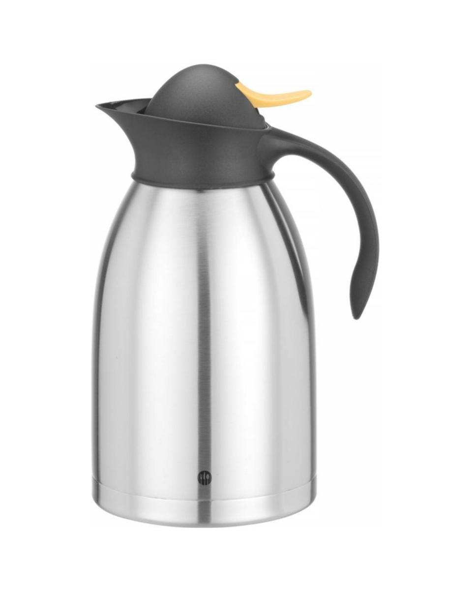 Pichet isotherme - Inox - Bouton poussoir Jaune - 2 litres - Hendi - 446720