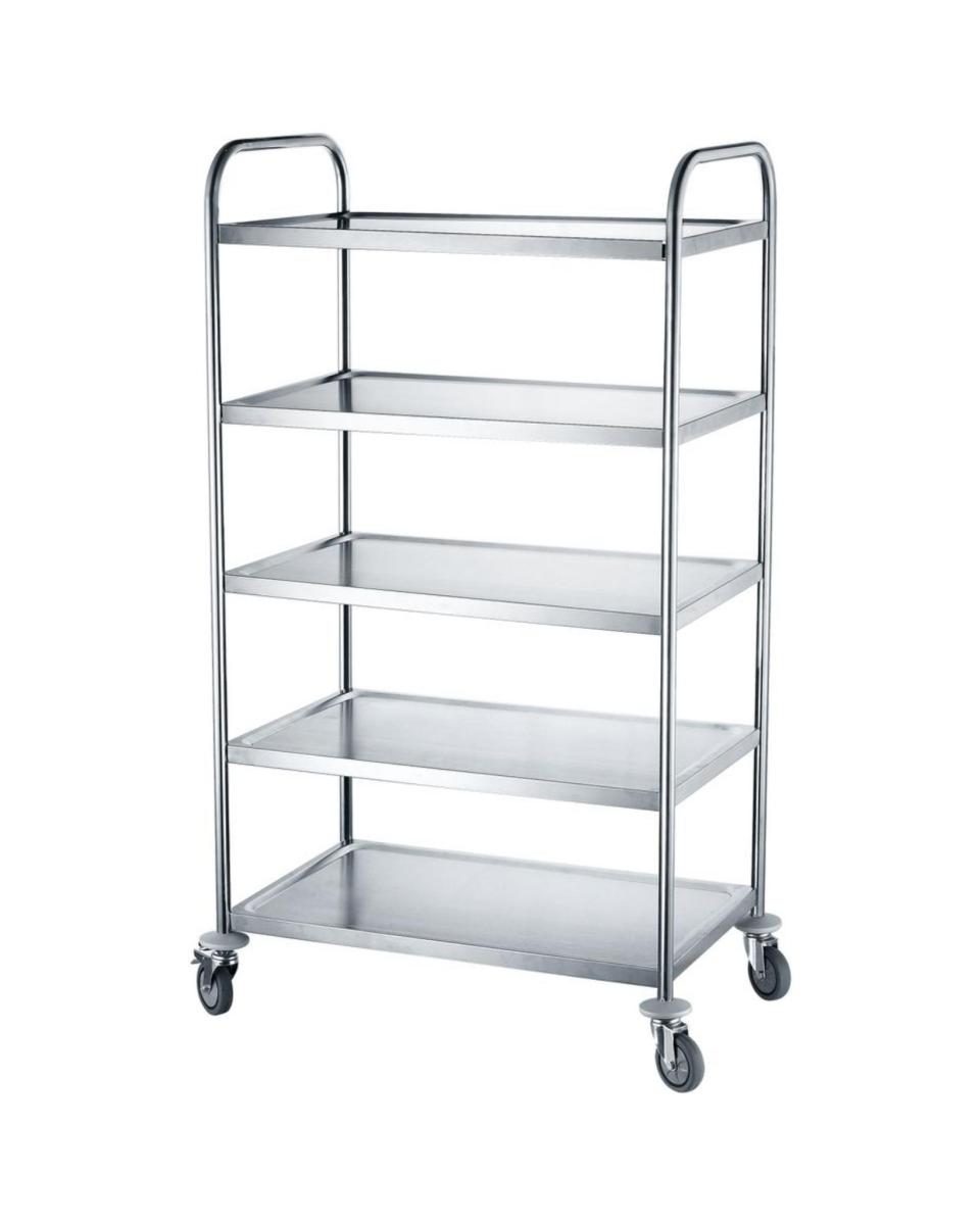 Chariot de service inox - 5 plateaux - Hendi - 810125