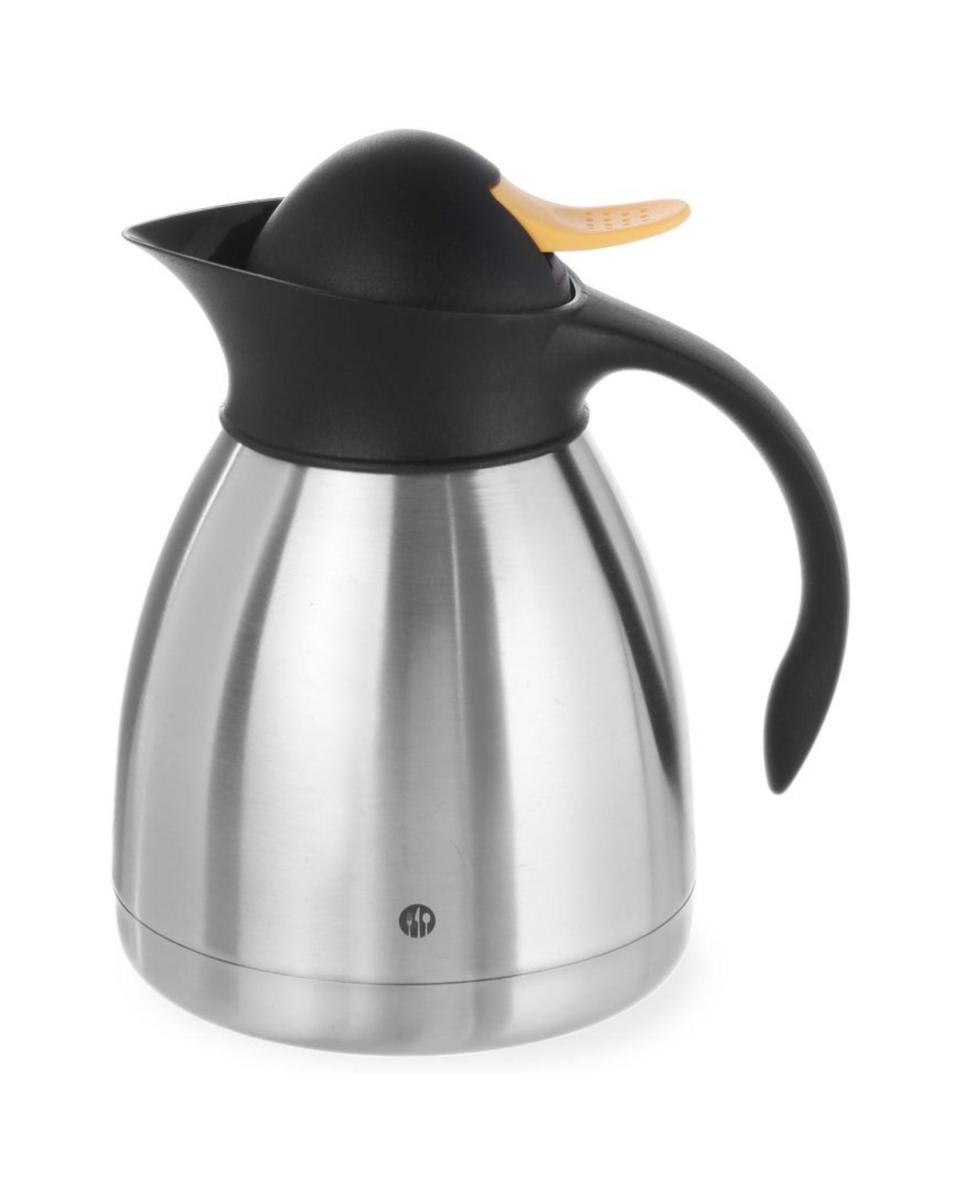 Pichet sous vide - 1 L - Bouton poussoir - Inox - Jaune - Hendi - 446522