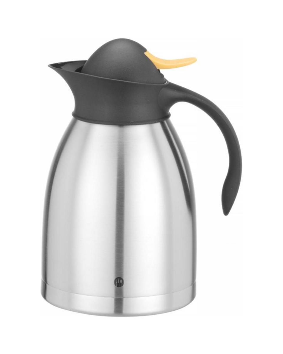Pichet isotherme - Inox - Bouton poussoir Jaune - 1,5 litre - Hendi - 446621