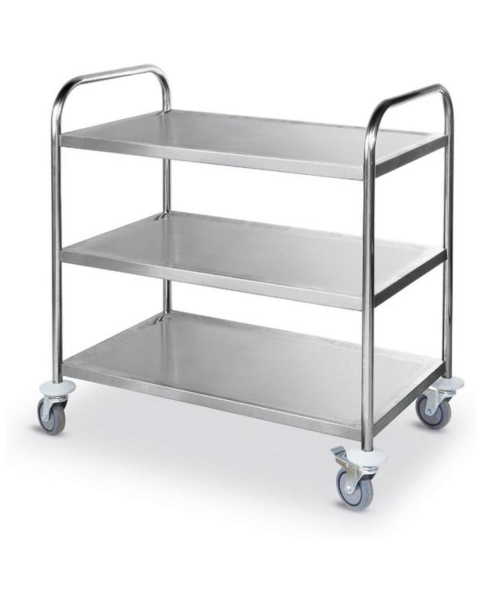 Chariot de service inox - 3 plateaux - Hendi - 810101