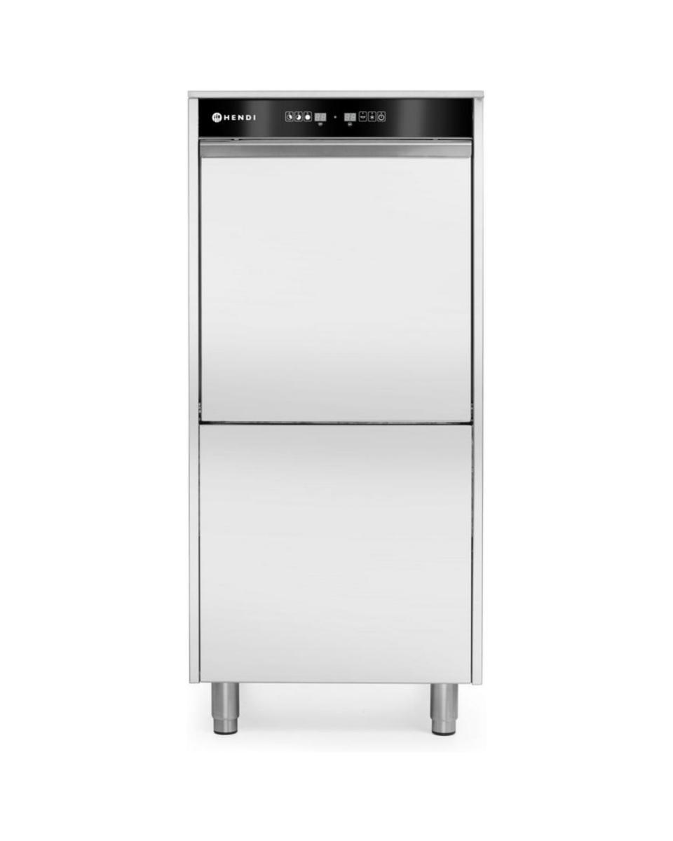 Lave-vaisselle à cuve - Panier 50 x 60 CM - Distributeur de savon - Pompe de vidange - H 133,5 x 59,4 x 77,7 CM - 400 V - Hendi - 236574