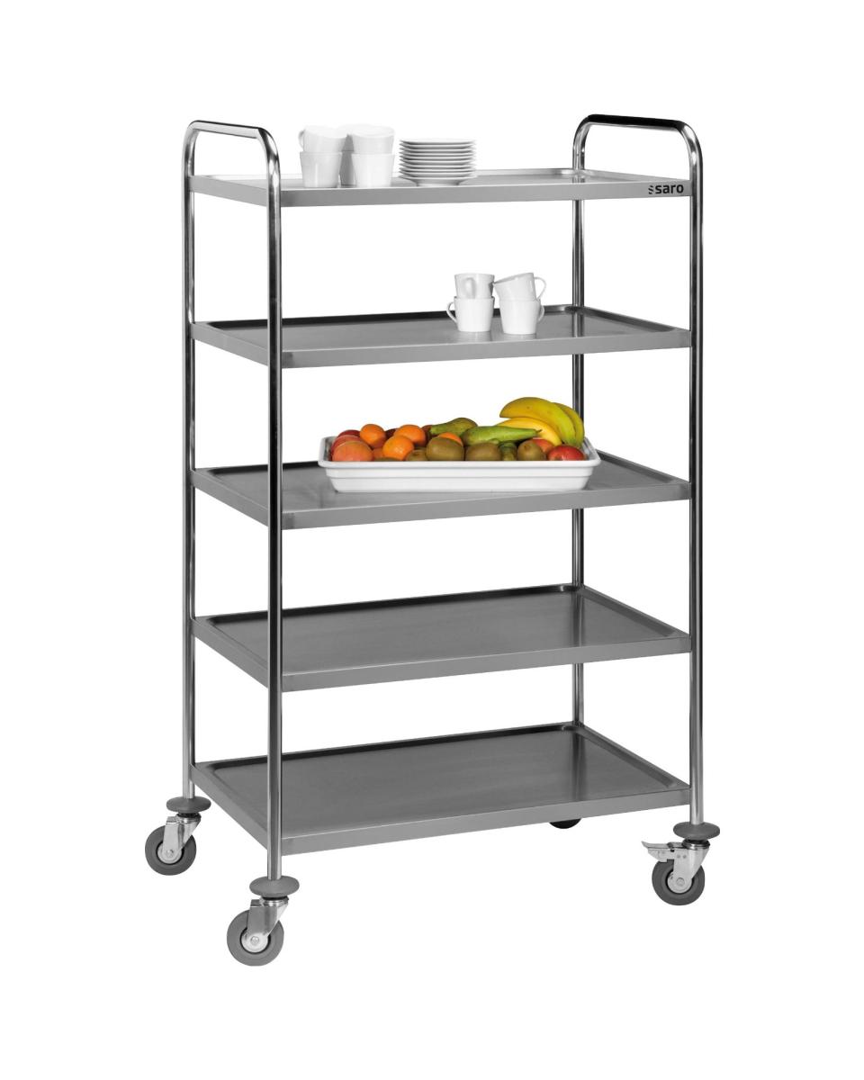 Chariot de service - 5 plateaux - inox - Saro - 213-41001