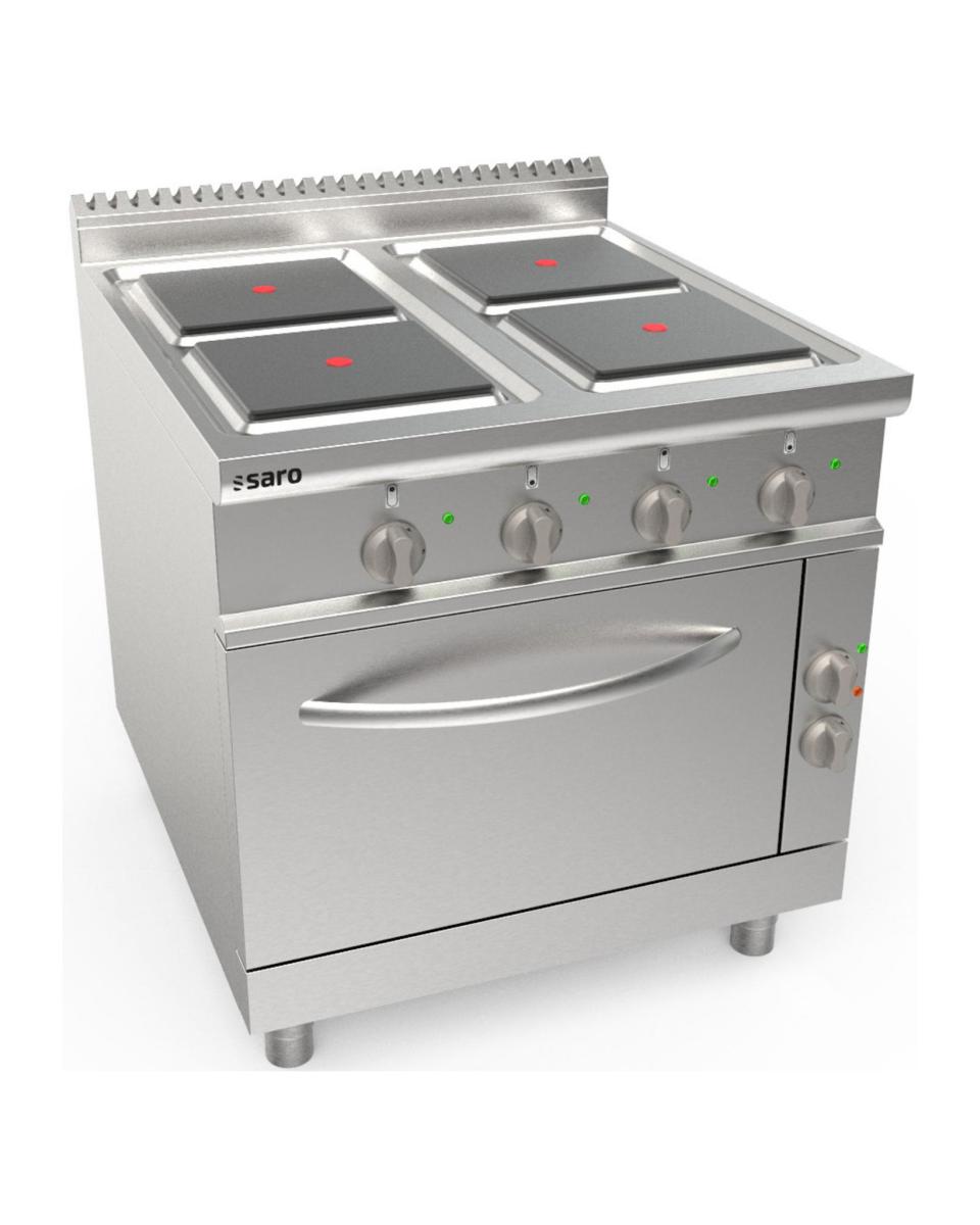 Cuisinière électrique - 4 plaques - Four - Inox - 400V - H 85 x L 80 x P 90 CM - Saro - 423-8215