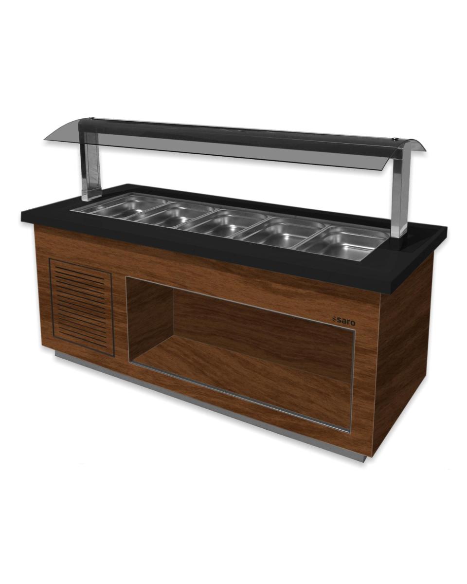 Bar à salade - 5x 1/1 GN - Marron - Inox - 230V - H 135 x L 200 x P 88 CM - Saro - 366-2210