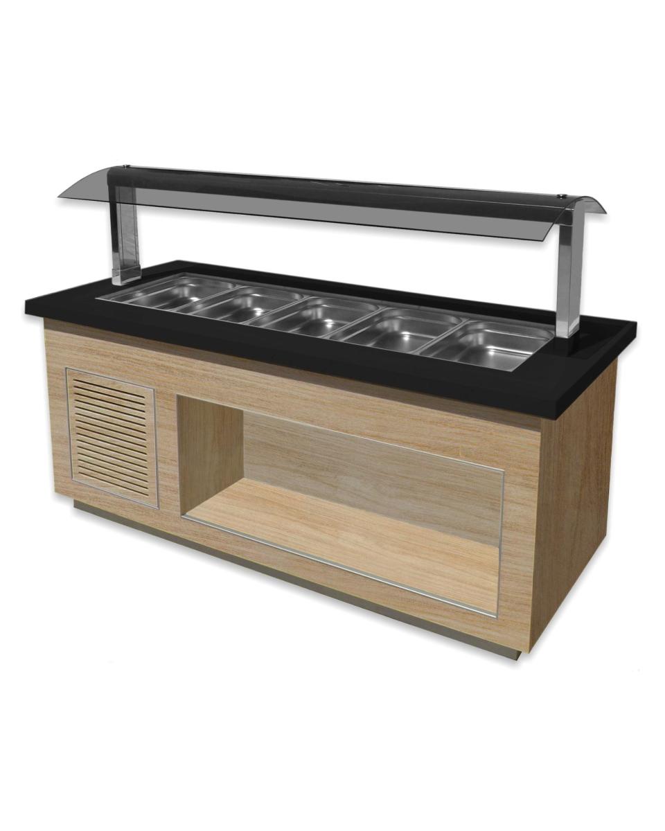 Bar à salade - 5x 1/1 GN - Marron - Inox - 230V - H 135 x L 200 x P 88 CM - Saro - 366-2710