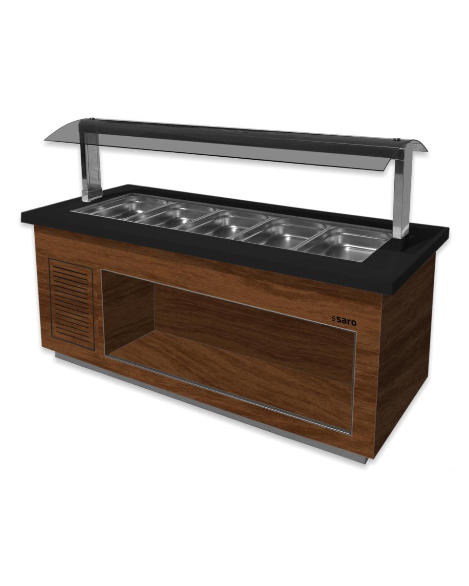 Bar à salade - 6x 1/1 GN - Marron - Inox - 230V - H 135 x L 230 x P 88 CM - Saro - 366-2215