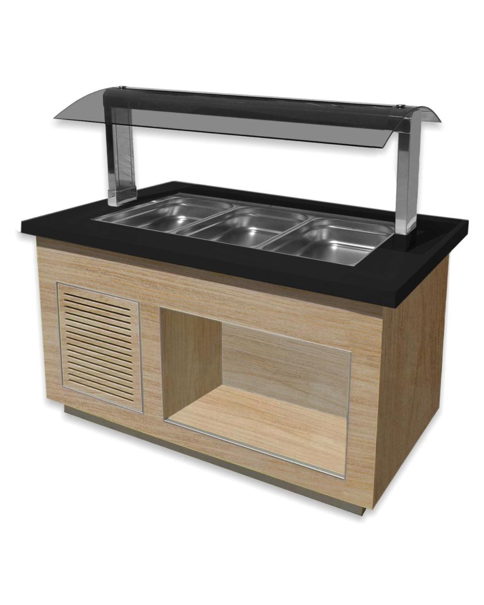 Buffet chaud - 3x 1/1 GN - Marron - Inox - 230V - H 135 x L 130 x P 88 CM - Saro - 366-2600