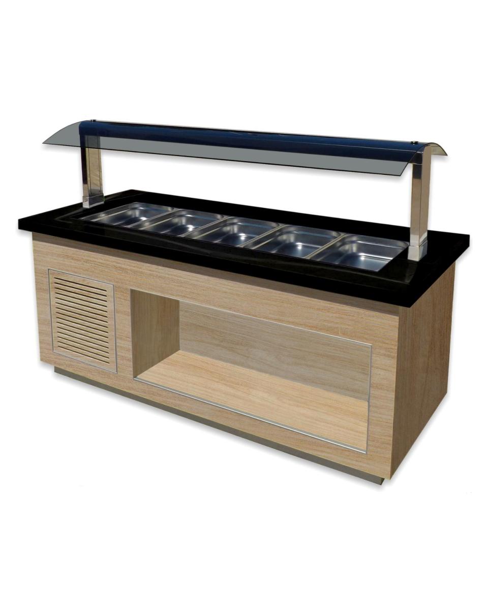 Buffet chaud - 5x 1/1 GN - Marron - Inox - 230V - H 135 x L 200 x P 88 CM - Saro - 366-2610