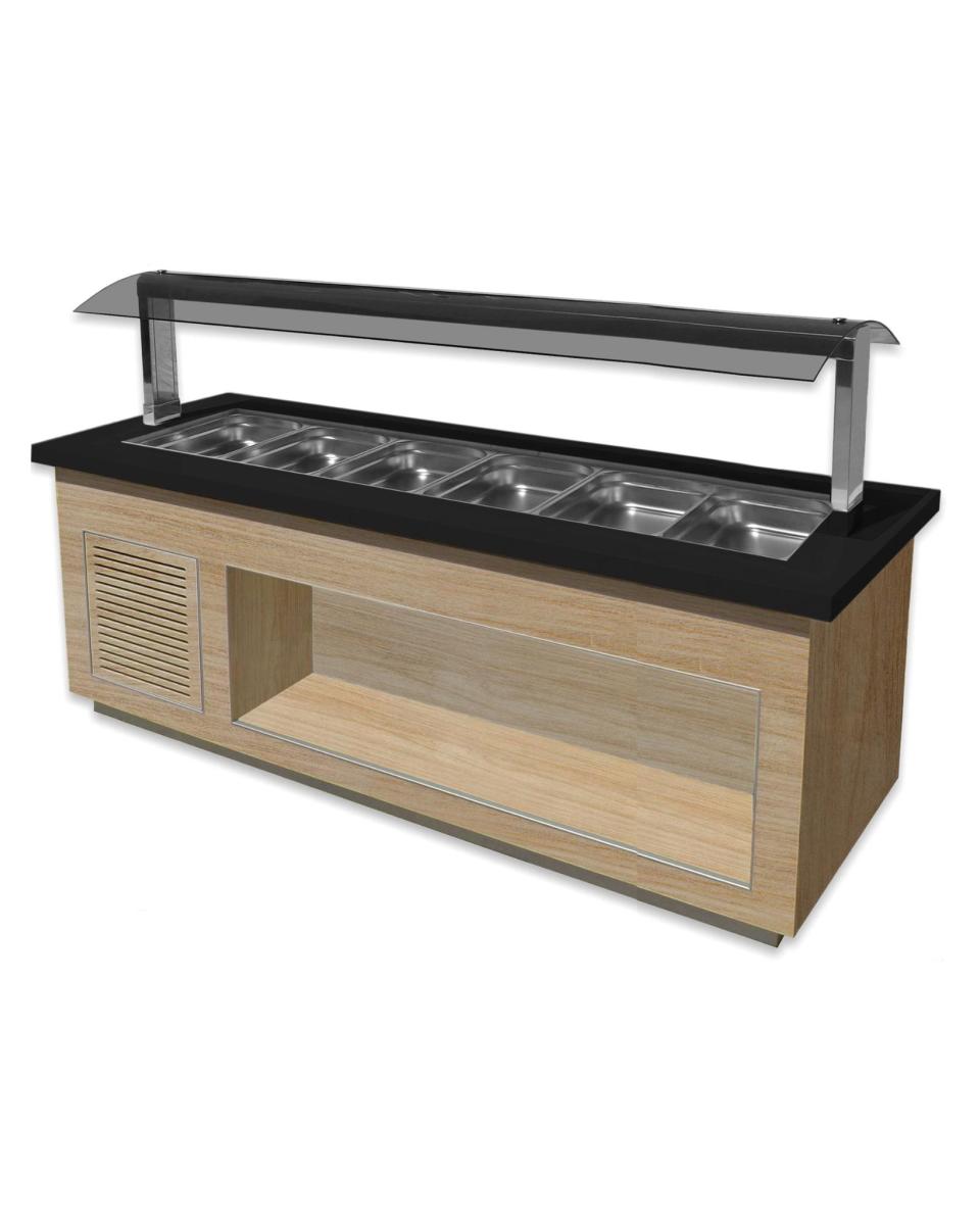 Buffet chaud - 6x 1/1 GN - Marron - Inox - 230V - H 135 x L 230 x P 88 CM - Saro - 366-2615