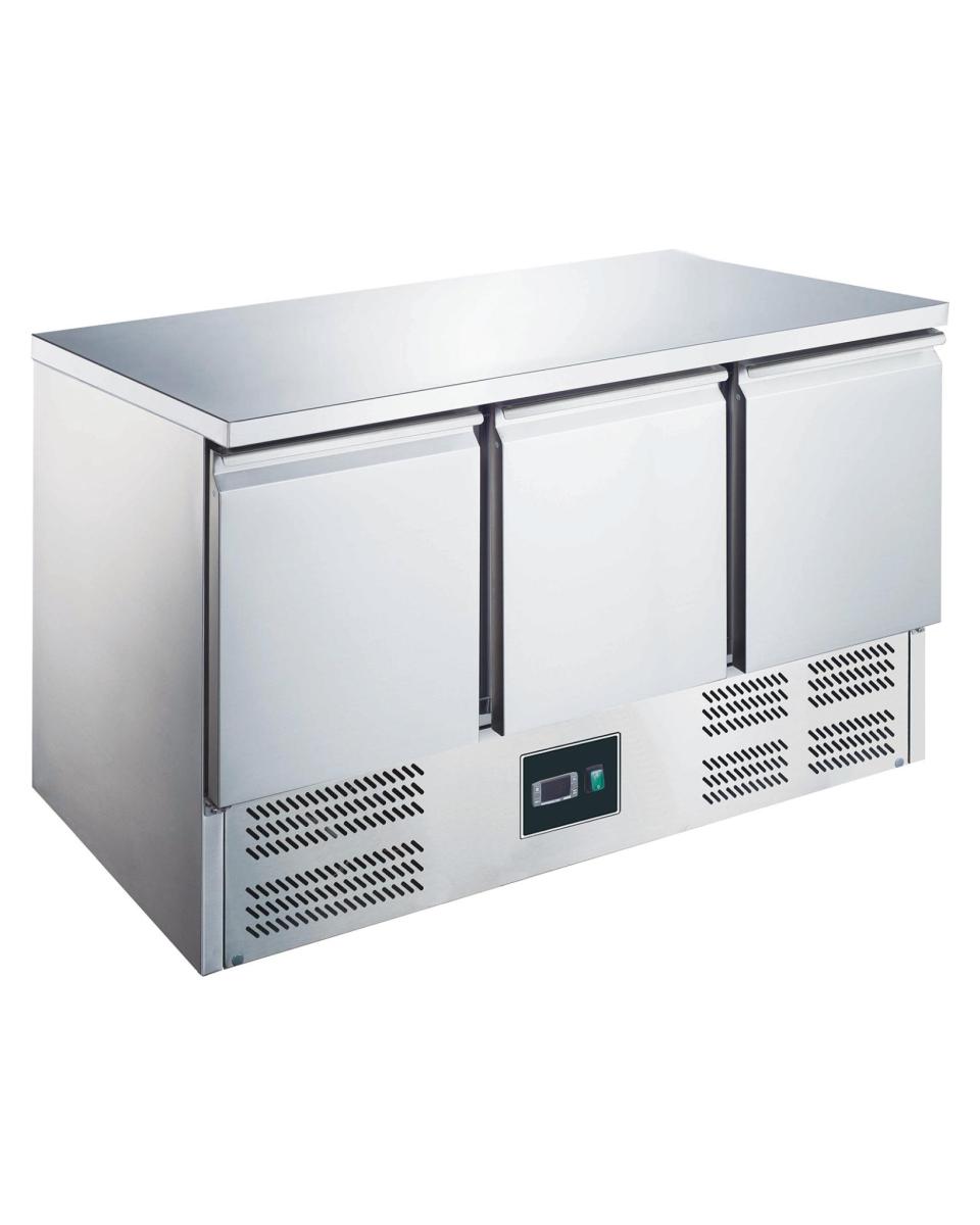 Etabli réfrigéré - 3 portes - Contrôle numérique de la température - Inox - 297 Litres - 230V - H 87,6 x L 136,8 x P 70 CM - Saro - 465-1025