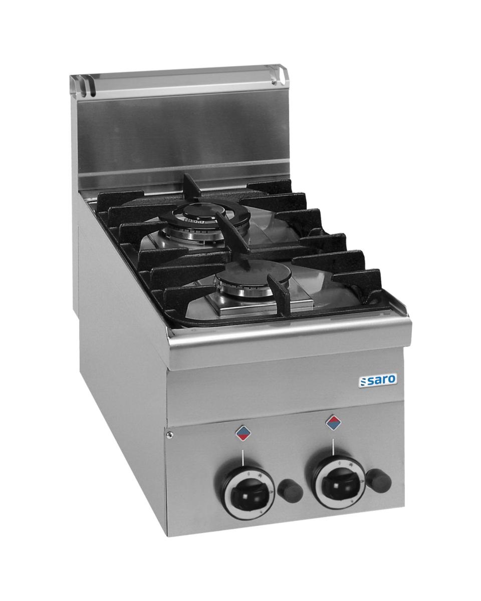 Cuisinière à gaz - 2 Feux - Inox - 230V - H 27 x L 40 x P 60 CM - Saro - 504-1015