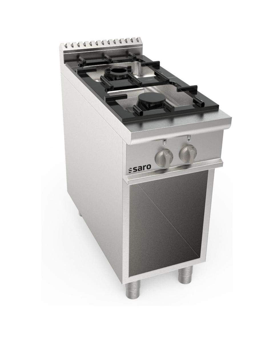 Cuisinière à gaz - 2 feux - inox - H 85 x L 40 x P 90 CM - Saro - 423-8000