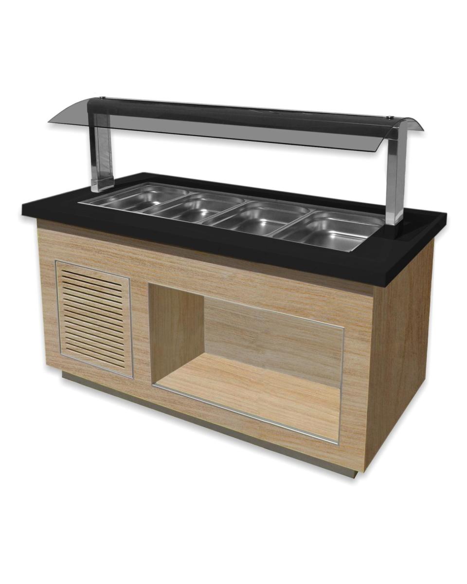Buffet - 4x 1/1 GN - Marron - Inox - 230V - H 135 x L 170 x P 88 CM - Saro - 366-2605