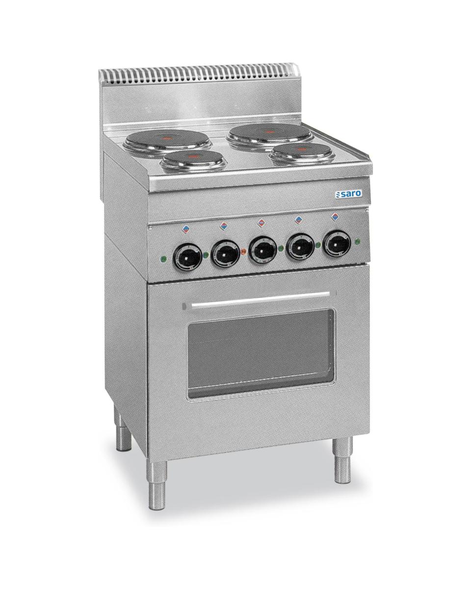 Cuisinière électrique - 4 champs - Grill - Four à convection - Inox - H 85 x L 60 x P 60 CM - Saro - 504-1050