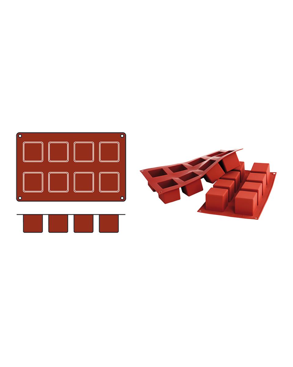 Cubes de tapis de cuisson - 0,31 KG - Silicone - Rouge - 0,125 Litre - -60°C / +230°C - Silikomart - 070076