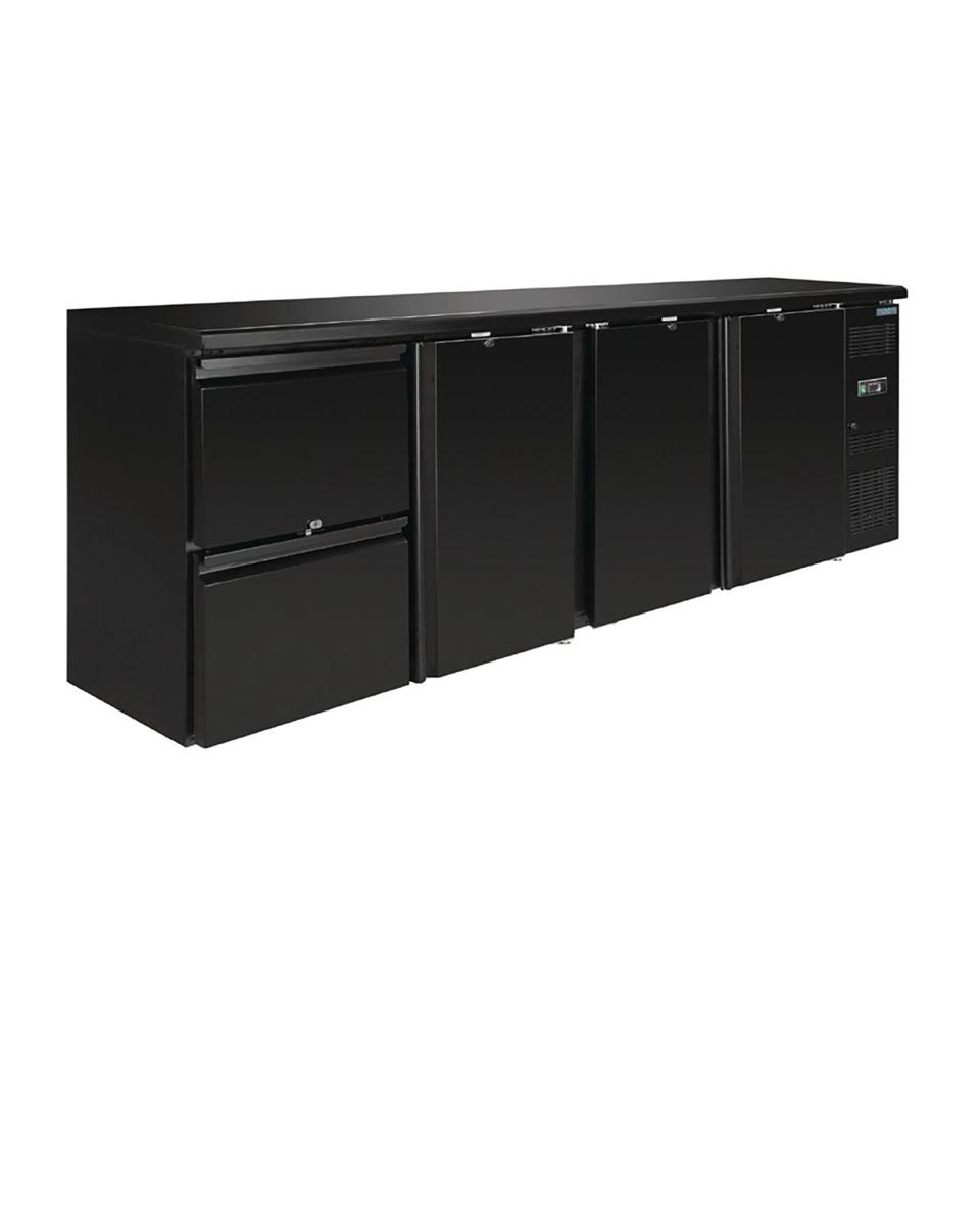 Etabli de refroidissement bar - 698 Litre - 3 portes - 2 tiroirs - H 86 x 254,2 x 51,3 CM - 230 V - Acier - Polar - GL188
