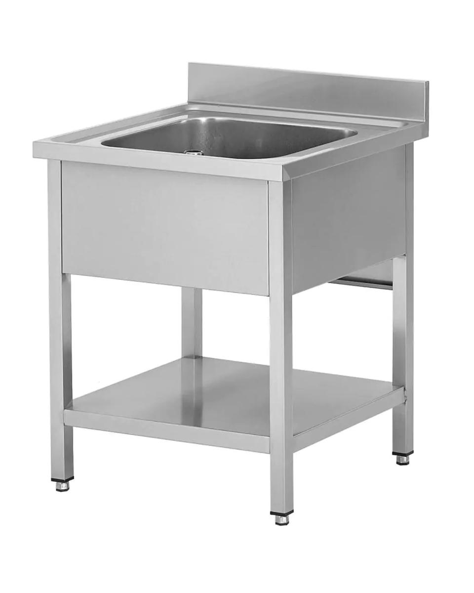 Évier traiteur en inox - 1 cuve centrale - Avec étagère sous - Budget Line - G-Line