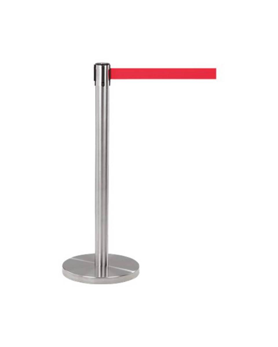 Potelet barrière inox avec tirette - Rouge - G-Line