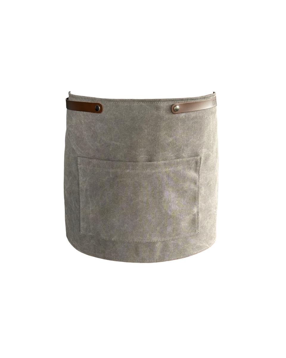 Pantoufle avec poche - Cuir - Toile lavée - Short taille - Gris - Cuir artisanal 