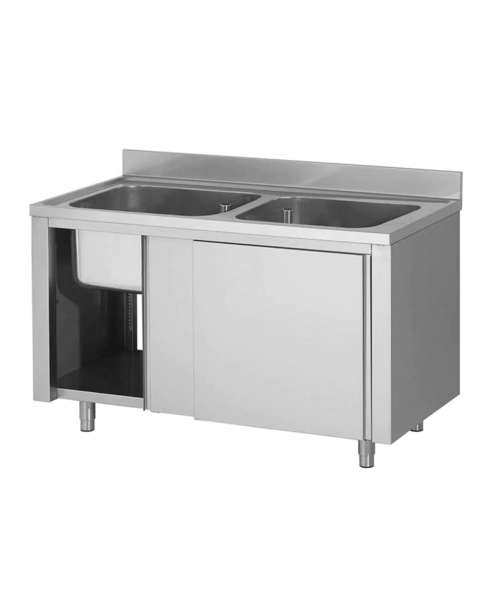 Evier inox fermé - Portes coulissantes - 2 bacs - Sans égouttoir - G-Line
