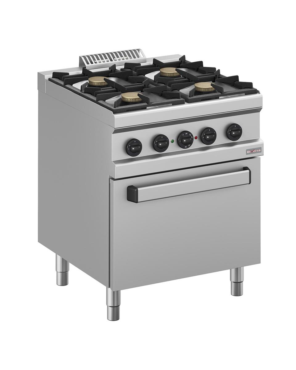 Table de cuisson à gaz - 4 brûleurs - Four électrique à convection - 1/1 GN - H x 85 x L 70 x P 70 CM - Diamant 