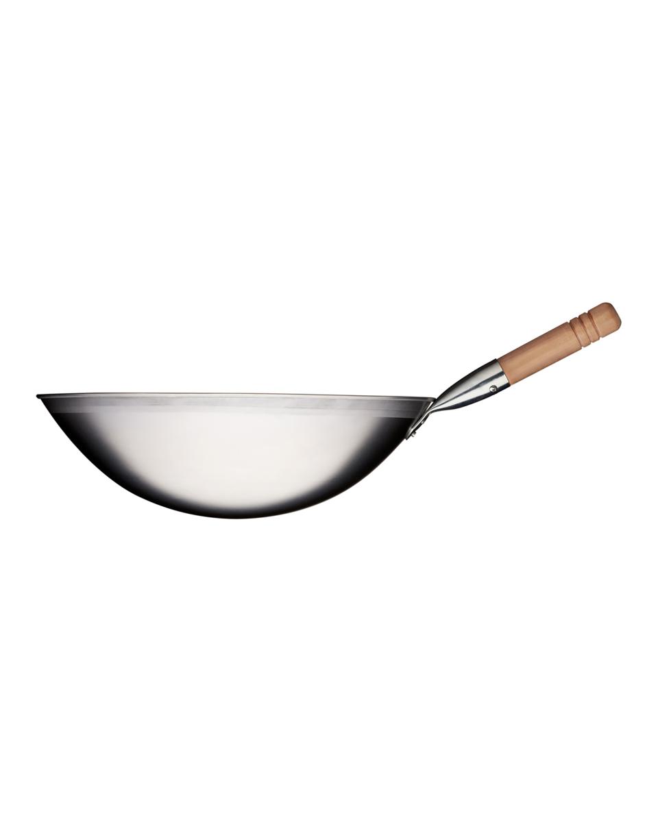 Wok - Ø40 x H 12 CM - Acier - Manche bois - G-Line