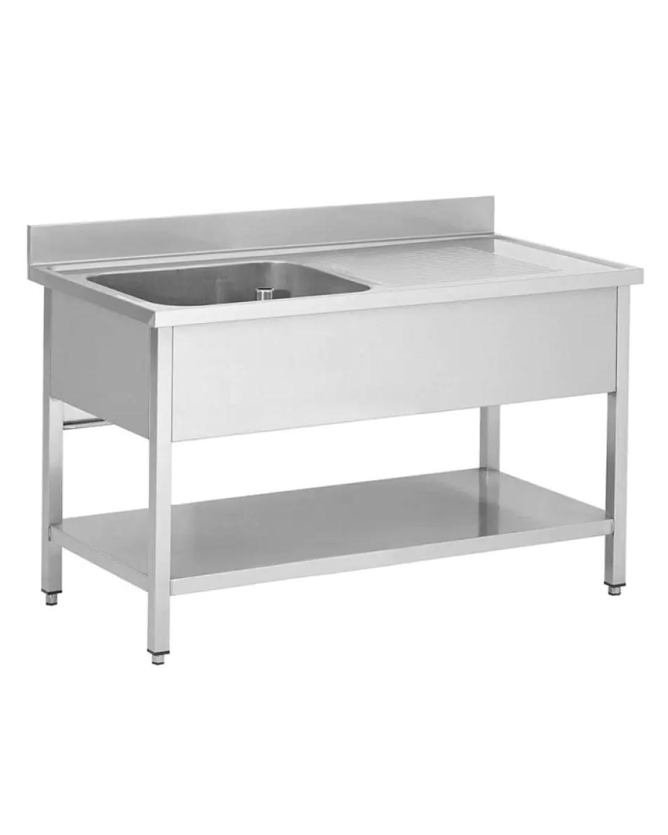 Table de rinçage en acier inoxydable pour la restauration - 1 plateau à gauche - avec châssis - démontable - G-Line