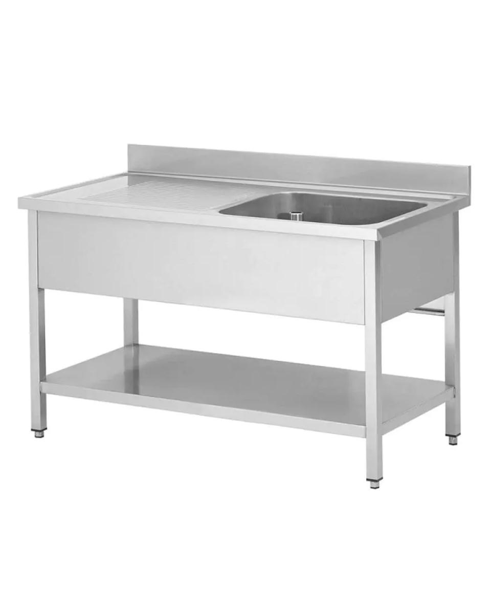 Evier inox pour restauration - 1 bac à droite - avec étagère - démontable - G-Line