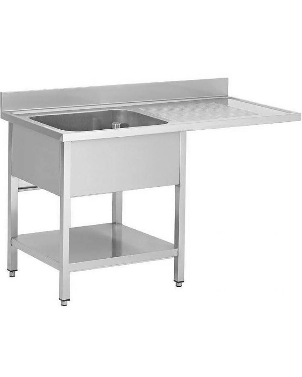 Table de rinçage en acier inoxydable pour lave-vaisselle - 1 plateau à gauche - avec étagères - démontable - G-Line