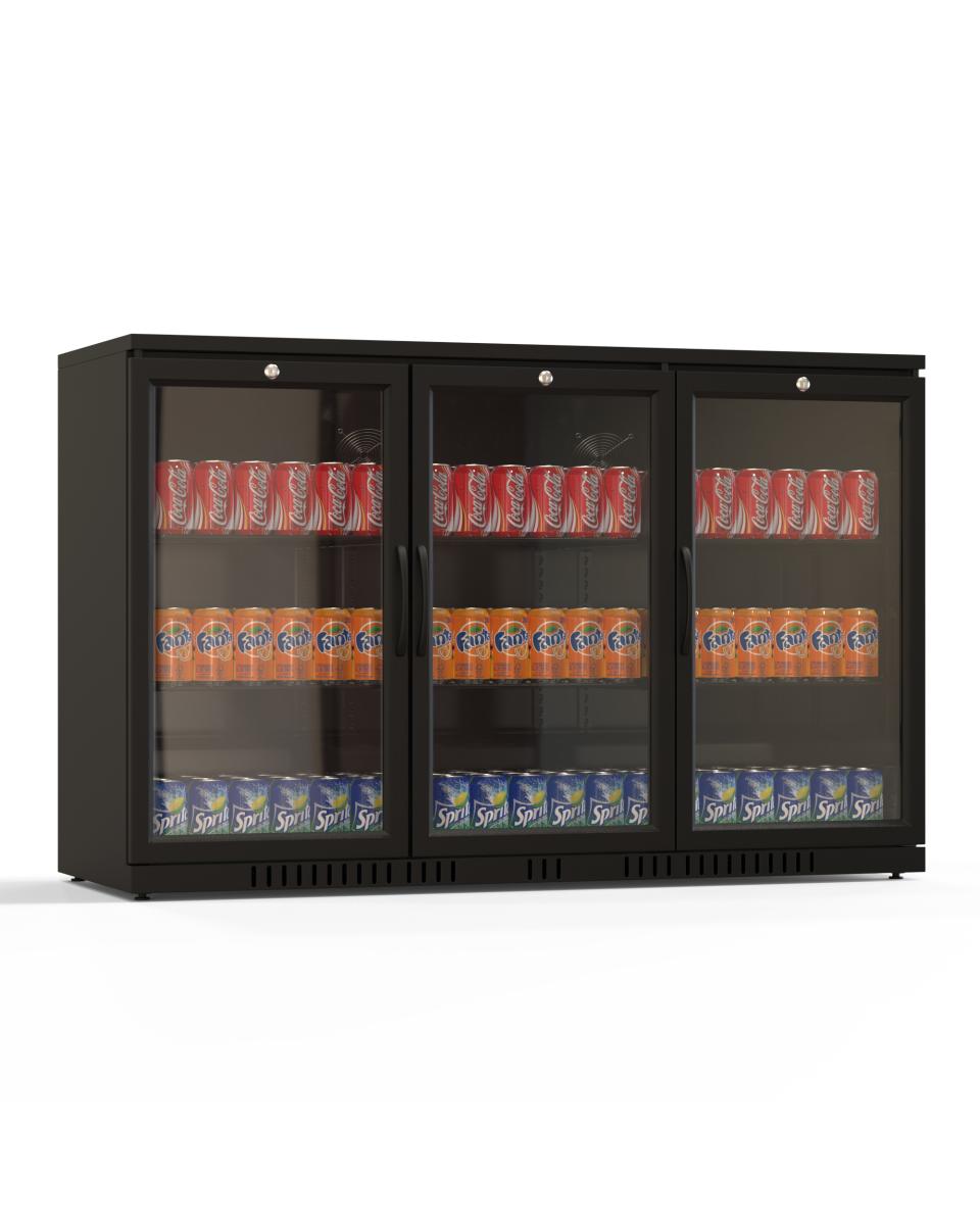 Réfrigérateur bar - Porte vitrée - 3 portes - 254 Litres - Intérieur Noir - H 86,5 x L 135 x P 53 CM - G-Line