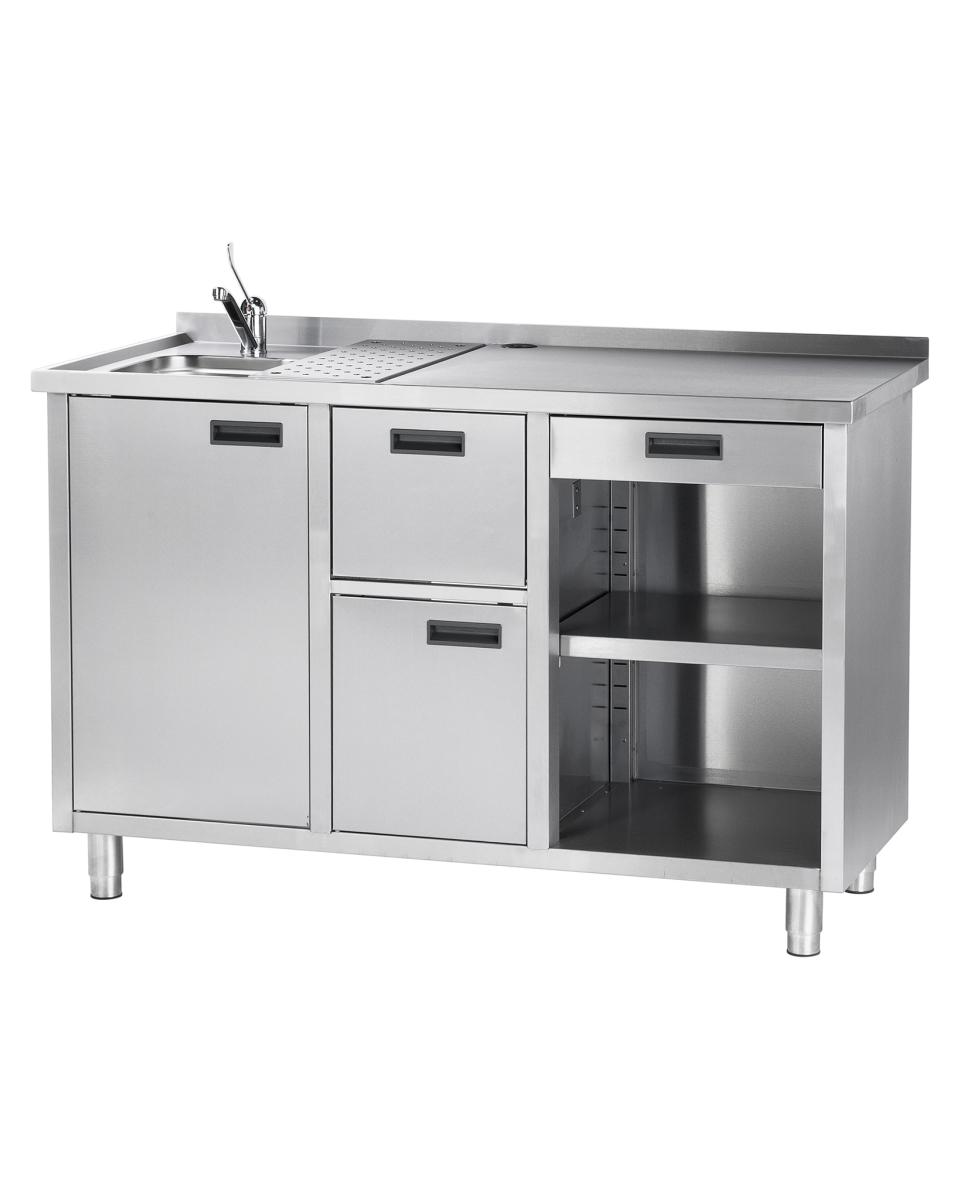 Etabli distributeur de café - H 100 x 150 x 70 CM - Evier - Inox - G-Line