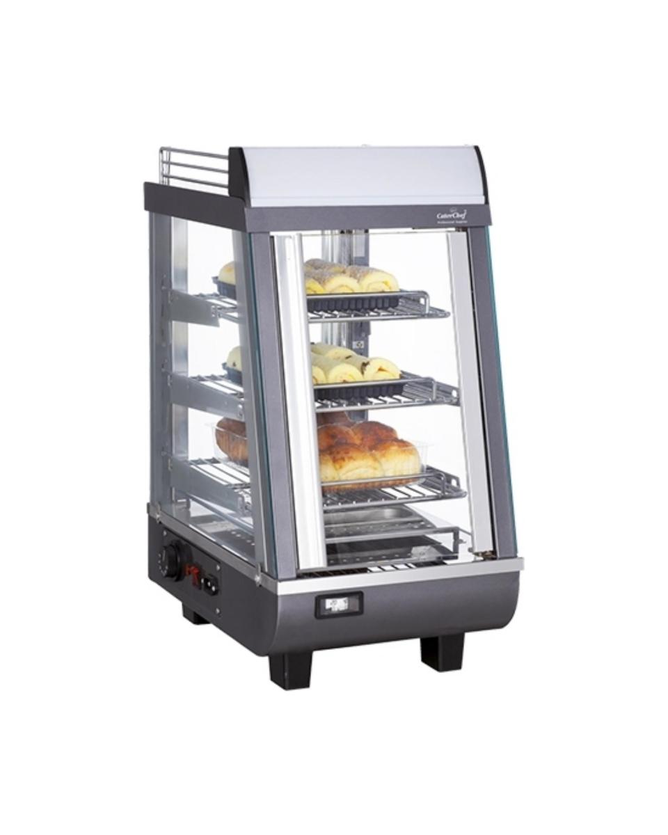 Vitrine chauffante - H 66,3 x 34,5 x 48,4 CM - 21,2 KG - 220 - 240 V - 800 W - Inox - +30°C / +90°C - Chef traiteur - 688076