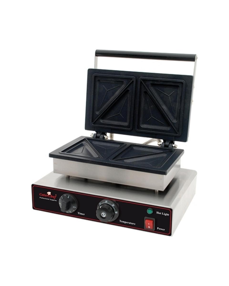 Appareil à sandwich - H 22,2 x 37,9 x 32,3 CM - 5 KG - 220 - 240 V - 1550 W - Inox - +0°C / +300°C - Caterchef - 680130