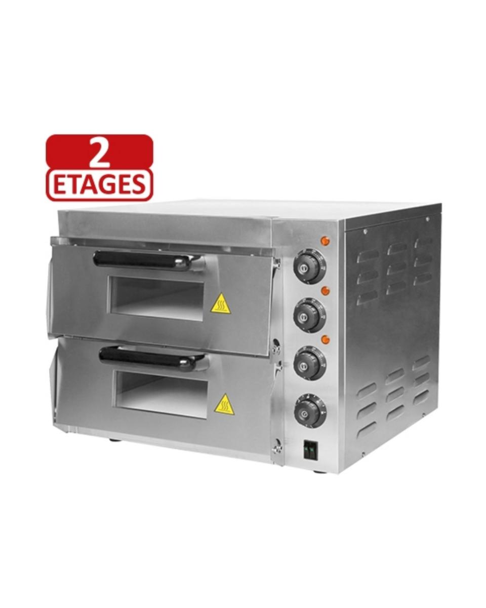 Four à Pizza - H 43,4 x 56 x 58,5 CM - 36 KG - 220 - 240 V - 3000 W - Inox - +50°C / +350°C - Caterchef - 688172
