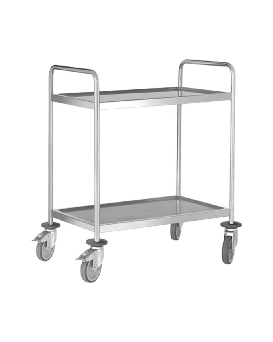 Chariot de service - H 101,5 x 98 x 58 CM - 16,5 KG - Inox 18/10 - Pujadas - 898435