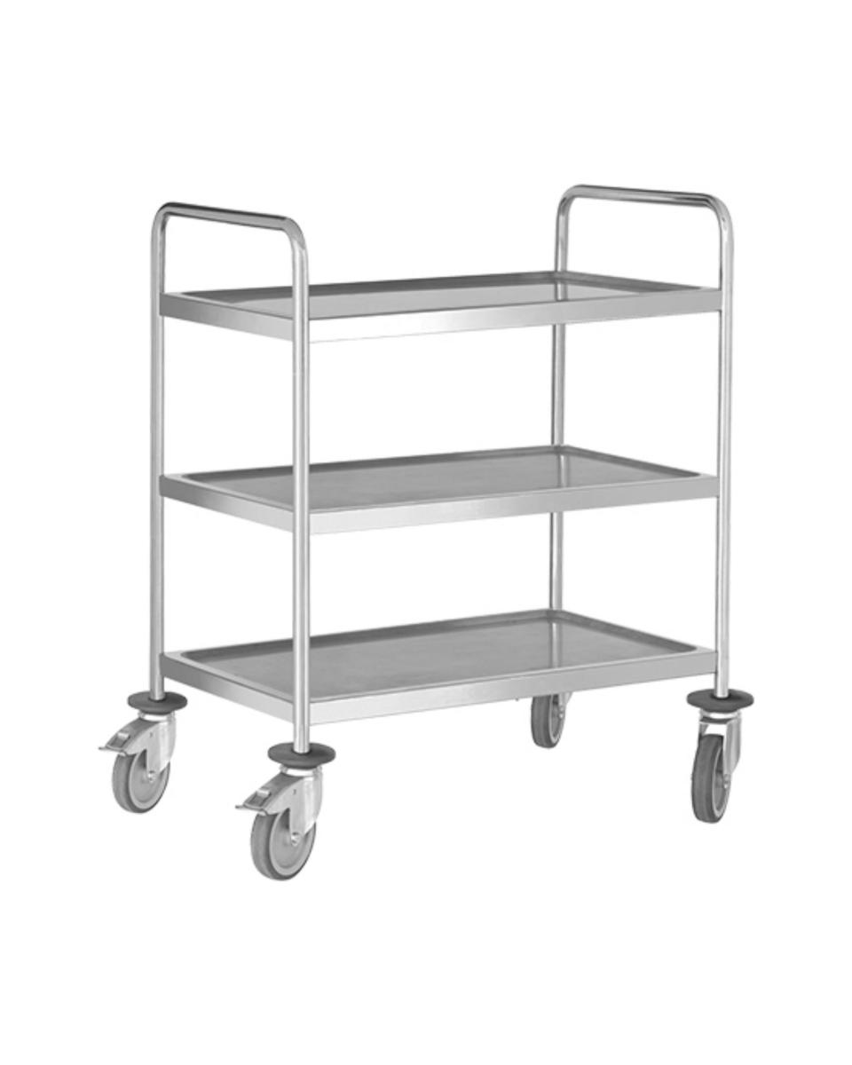 Chariot de service - H 101,5 x 98 x 58 CM - 17 KG - Inox 18/10 - Pujadas - 898436