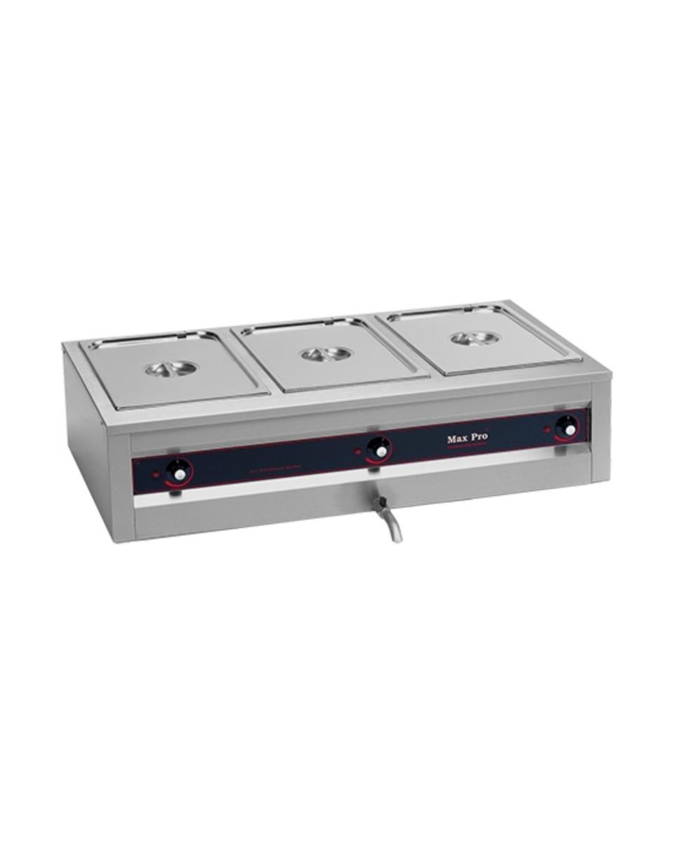 Bain Marie - H 30,6 x 109,5 x 65,5 CM - 33,6 KG - 220 - 240 V - 3000 W - Inox - MaxPro - 921252