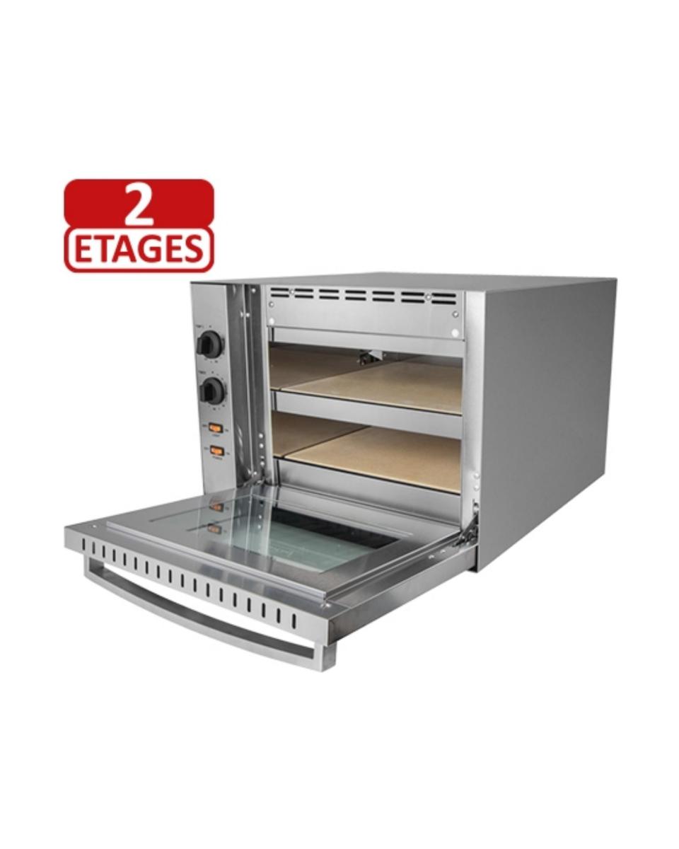 Four à Pizza - H 42 x 61 x 56 CM - 28 KG - 220 - 240 V - 3000 W - Inox - +50°C / +300°C - Cater Chef