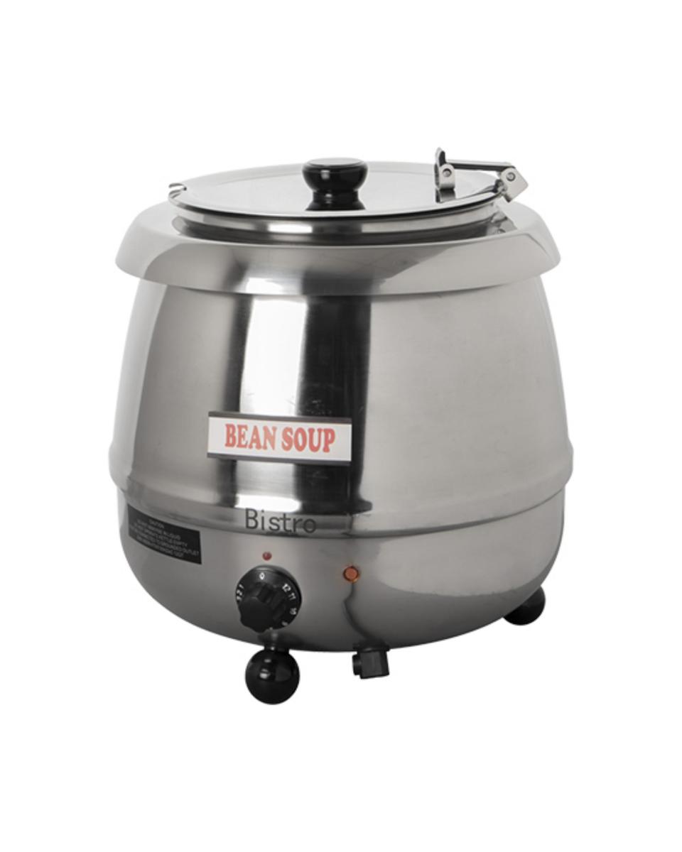 Marmite à soupe - H 36,6 CM - 4,42 KG - Ø38,5 CM - 220 - 240 V - 475 W - Inox - 10 Litre - Couvercle à charnière - Bistro - 537105