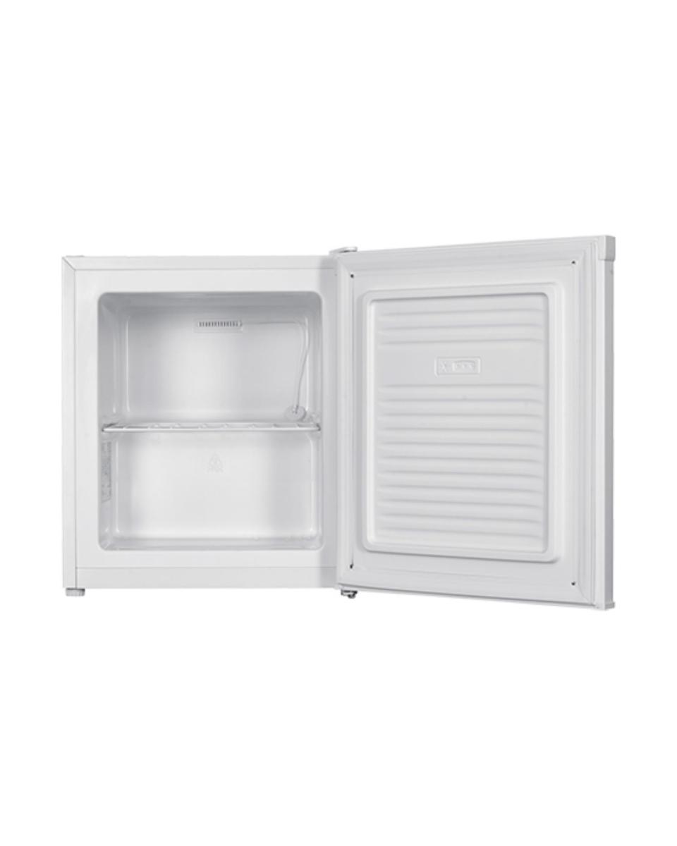 Congélateur - H 51 x 44 x 47 CM - 15 KG - 220 - 240 V - 90 W - Statique - R600A - Tôle d'acier émaillée - Blanc - 34 Litre - +0°C / -18°C - Exquisit - 905001