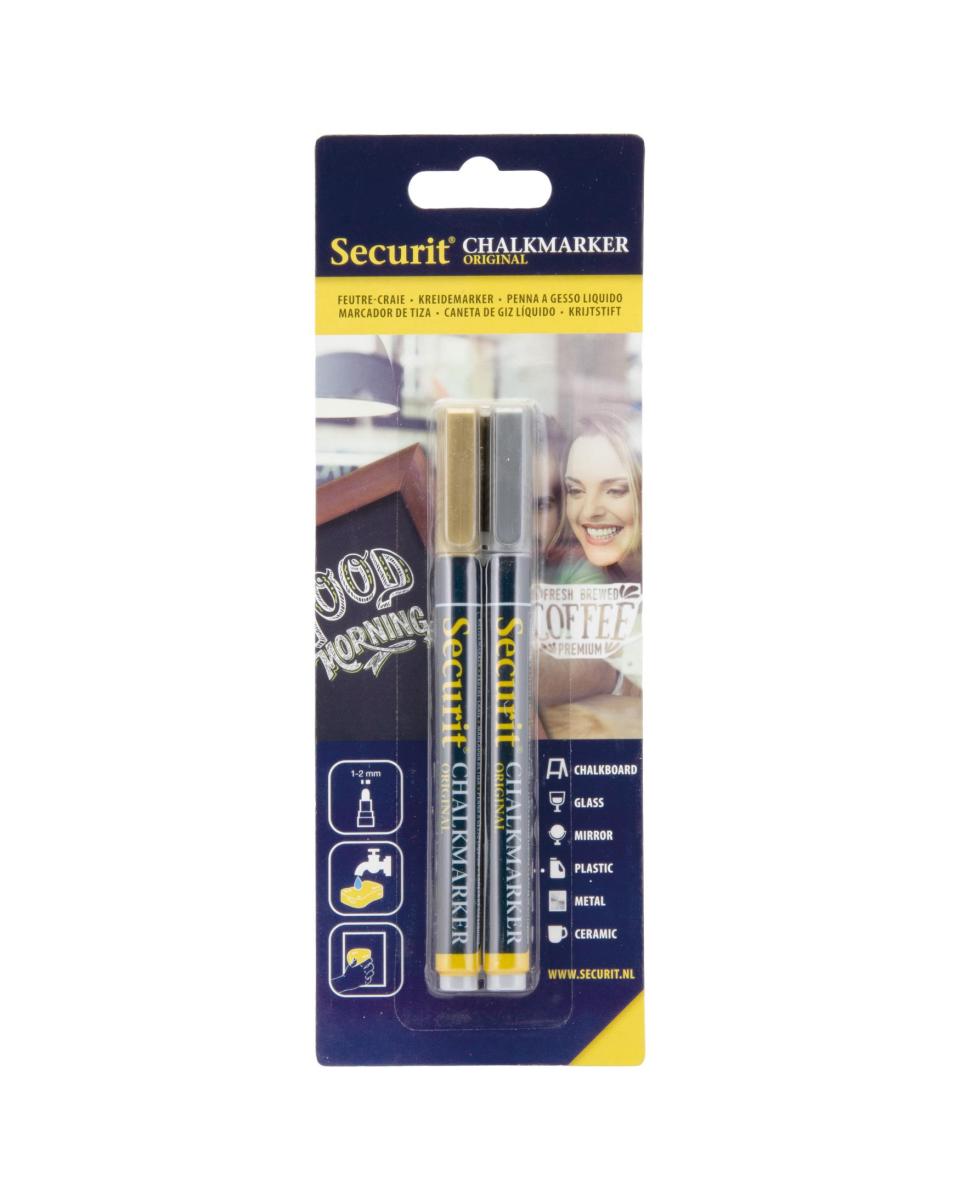 Marqueur craie Blister - 2 Couleurs - 1-2 MM Securit
