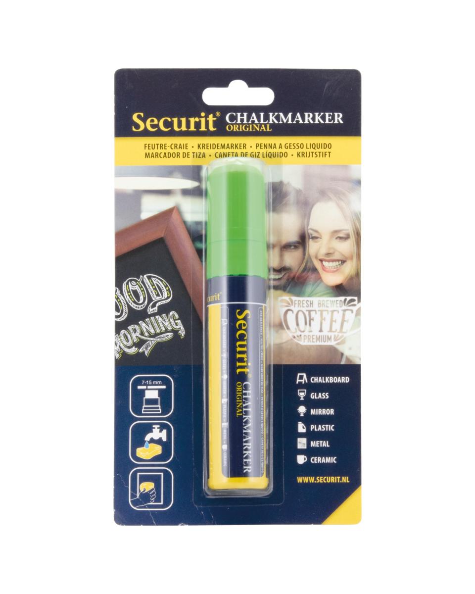 Marqueur craie - Liquide - 7-15mm - H 22,5 x 11,9 x 2,5 CM - Vert - Securit - BL-SMA720-GR