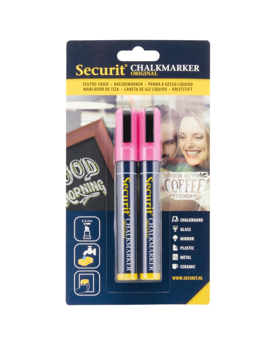 Marqueur craie Blister - 2 pièces - Rose - 2-6 MM - Securit