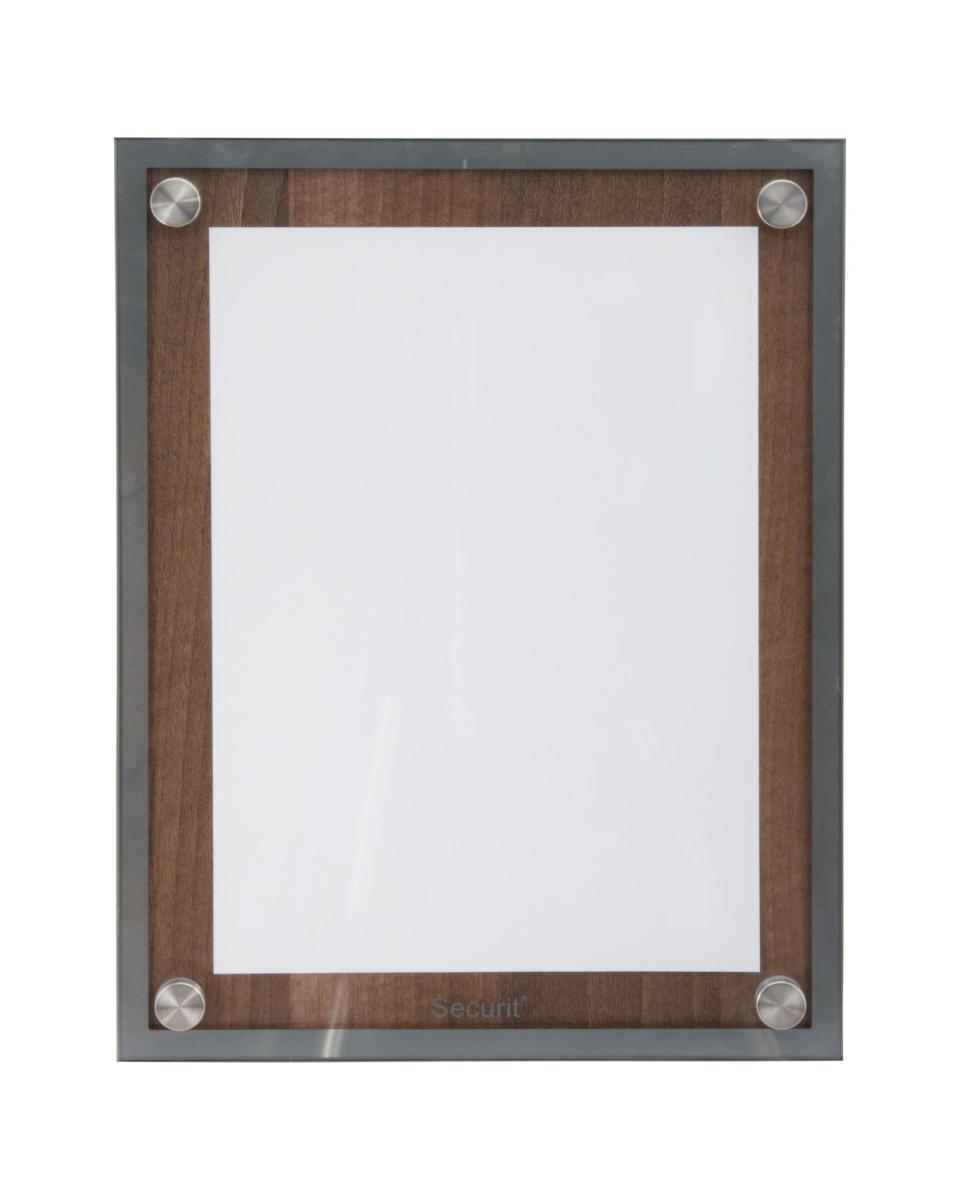 Menukaart Display - Veiligheidsglas - Walnoot - RVS - H 37 x B 28 CM - Securit