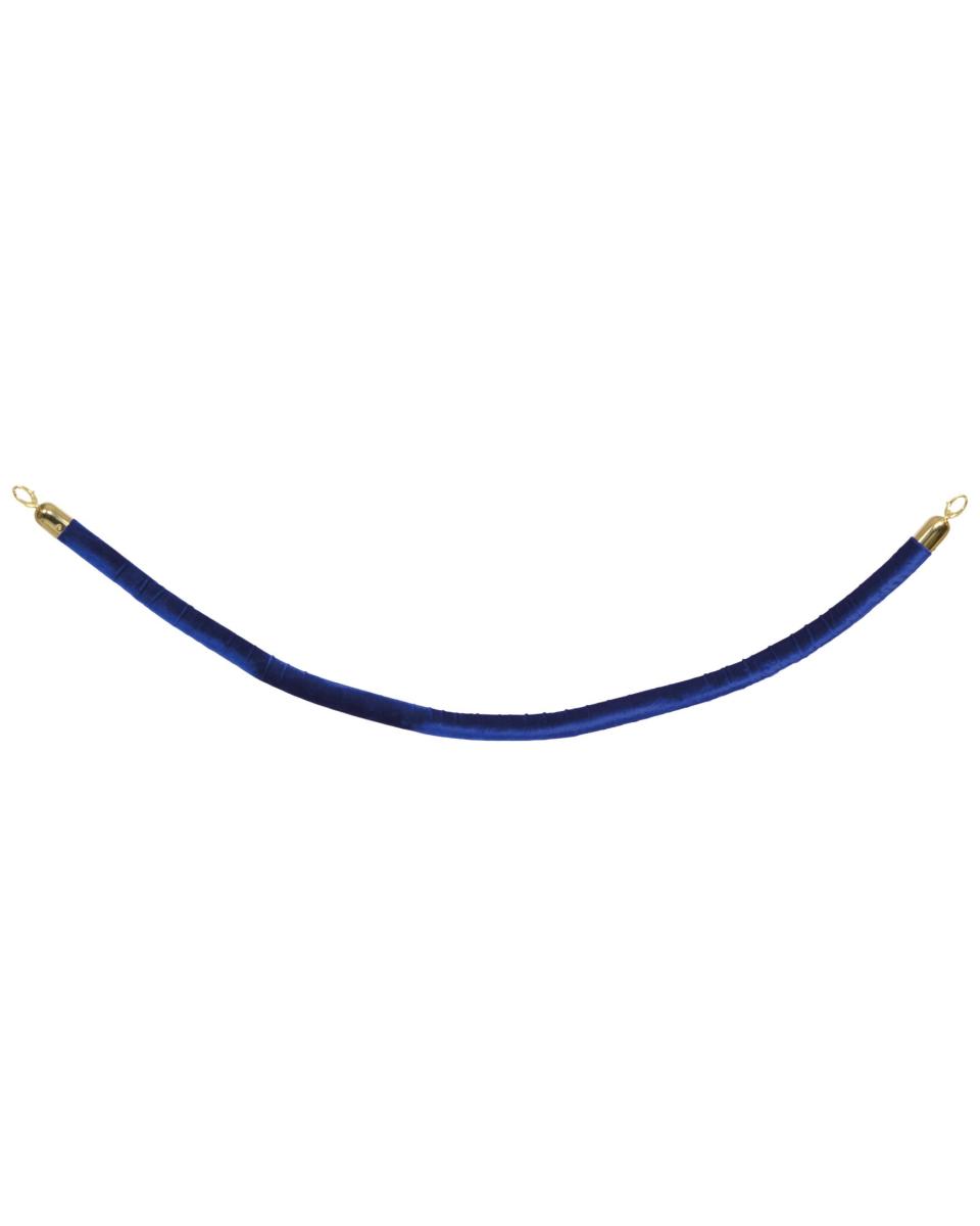 Cordon barrière - Crochets dorés - Bleu - Velours - H 150 CM - Securit