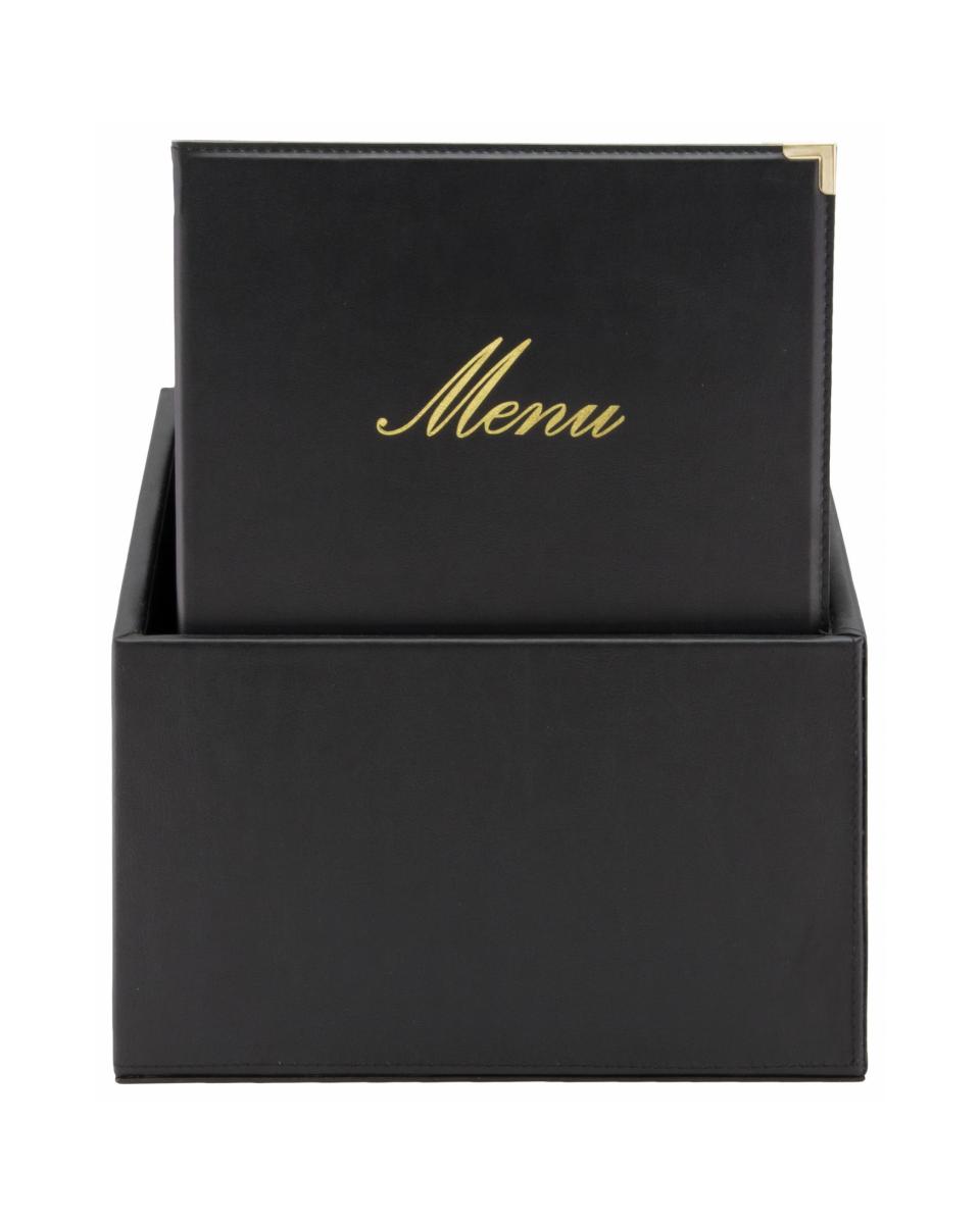 Porte carte menu - 4 x A4 - H 35 x 28 x 19,8 CM - Noir - Securit - MC-BOX-CRA4-BL