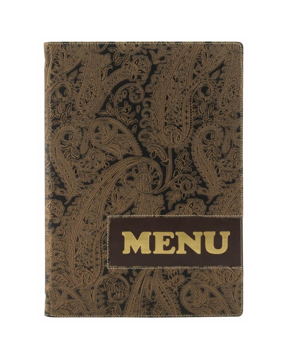 Carte de menu Trendy - A4 - Paisley Design - Polyuréthane - Securit