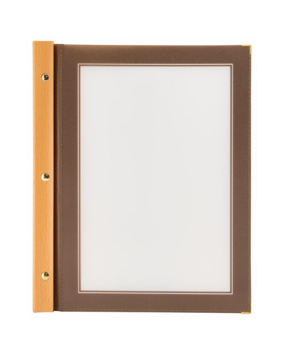 Dossier menu - Gamme Bois - A4 - H 32,2 x 26,6 x 6,1 CM - Marron - Securit - MC-WRA4-BR