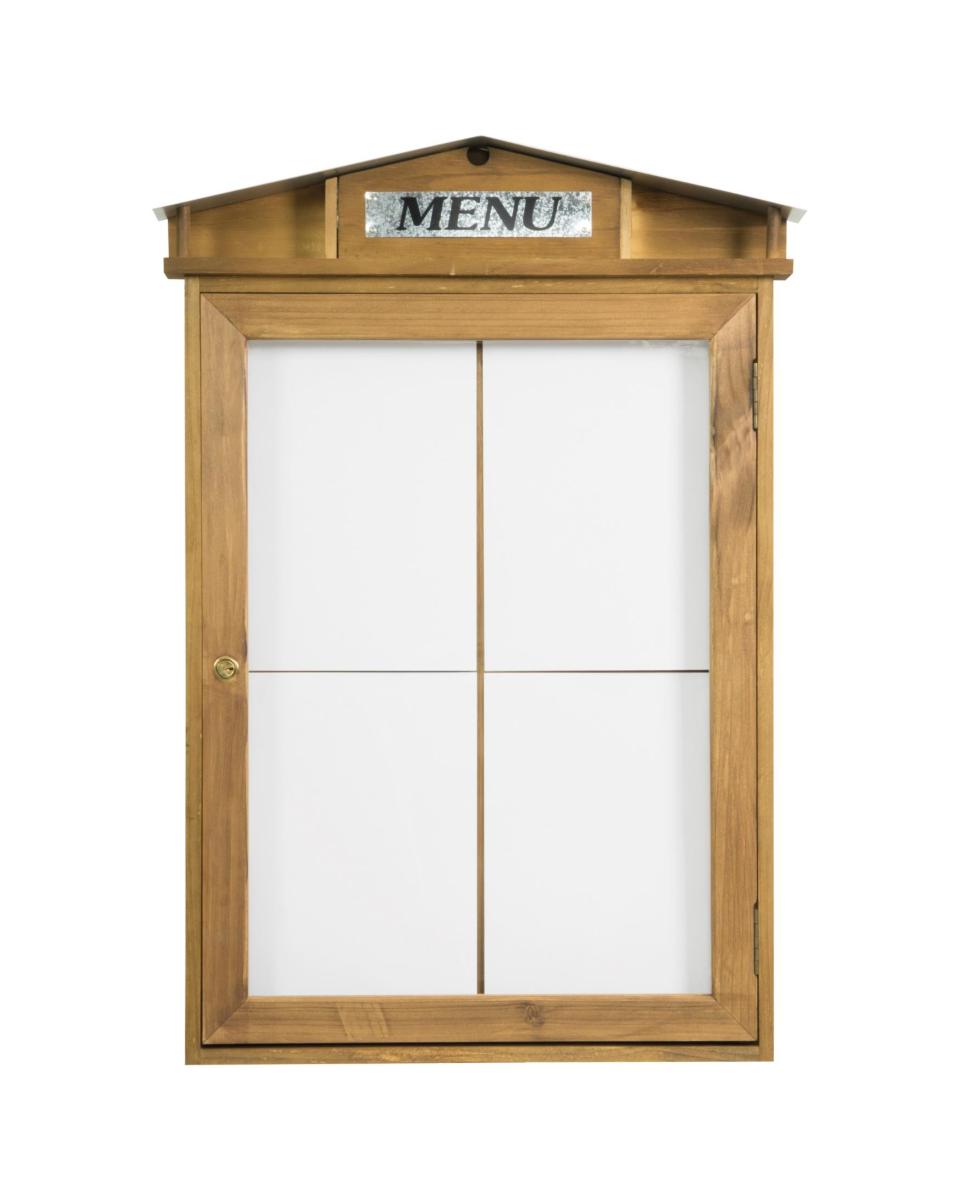 Présentoir de cartes de menu - Eclairage Led - Marron - Bois - H 70 x L 53 CM - Securit